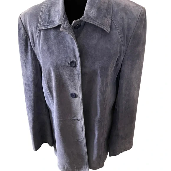 Women’s Leather Blue Button Down Jacket Size Large…Discontinued! - Picture 13 of 13